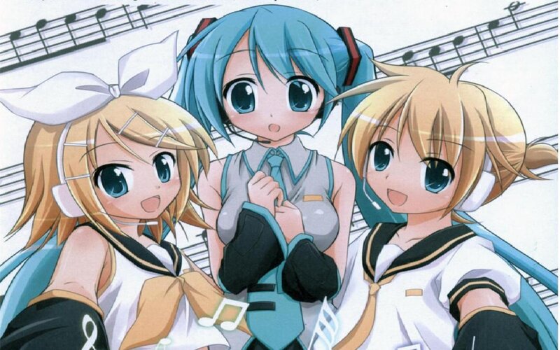 Three anime girls with musical theme