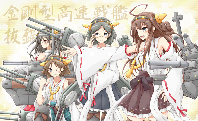 Three Anime Girls with Ships