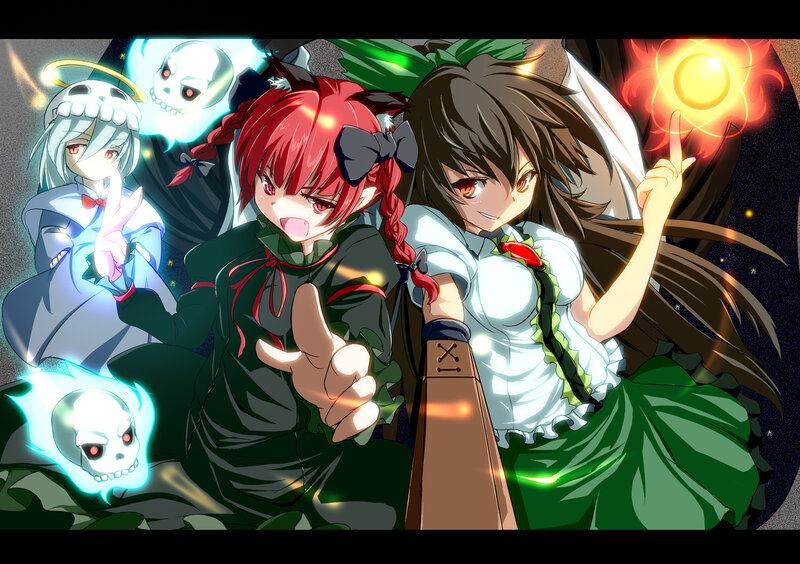 Three Anime Girls with Spirits
