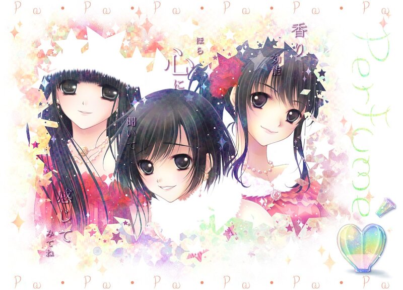 Three anime girls with stars