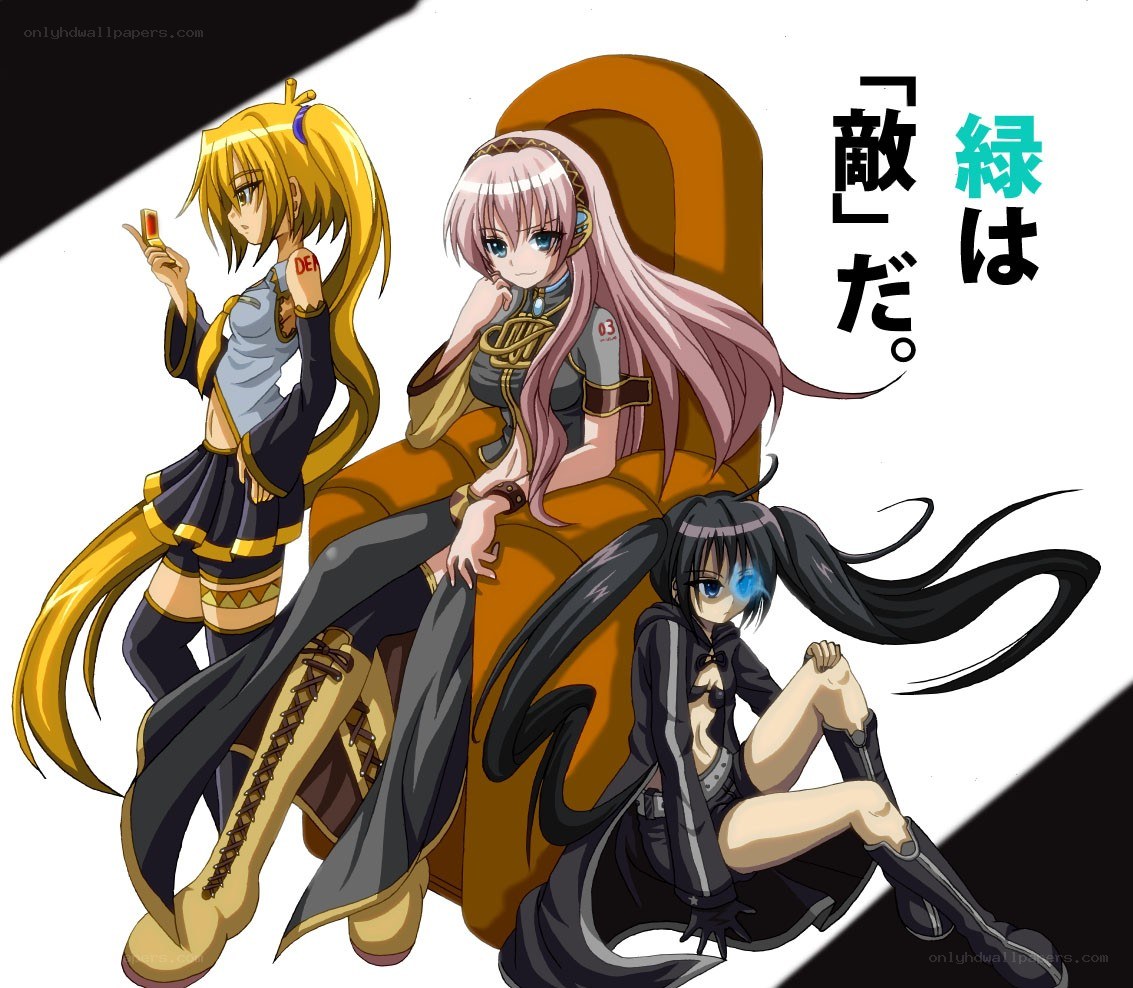 Three anime girls with text