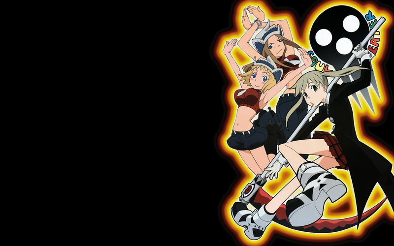 Three Anime Girls with Weapons — Black