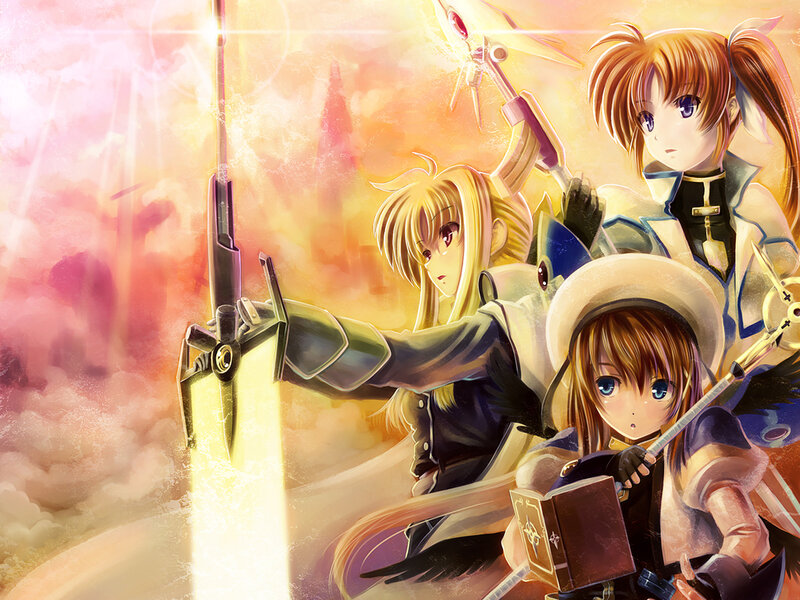 Three Anime Girls with Weapons — Orange
