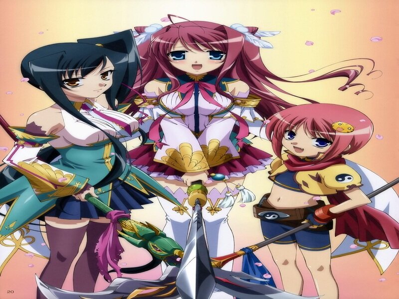 Three Anime Girls with Weapons — Pink