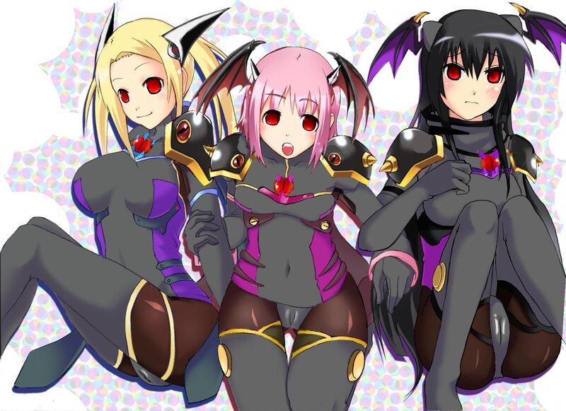 three anime girls with wings