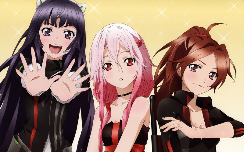 Three Anime Girls — Yellow, Cheerful, Cat Ears