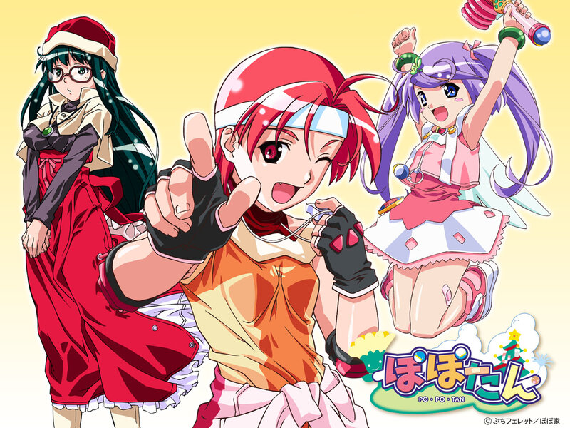 Three Anime Girls — Yellow, Cheerful, Winter