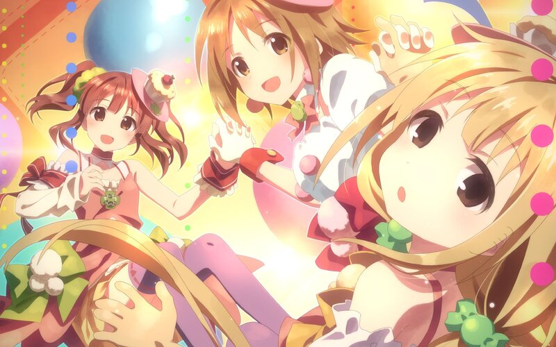 Three Anime Girls — Yellow, Joyful