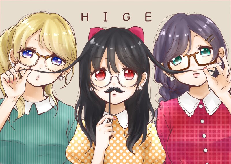Three Anime Girls — Yellow, Playful, Glasses