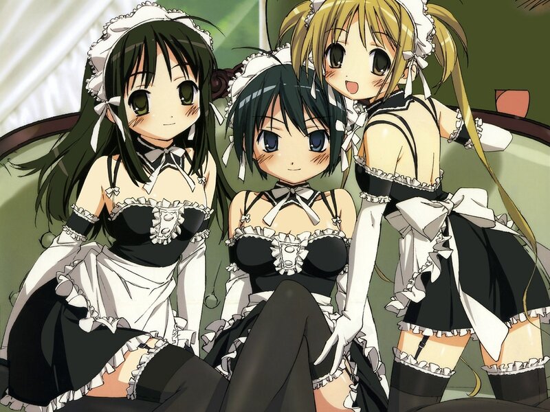 three anime maids together