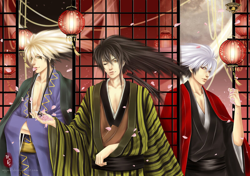Three Anime Men in Kimonos