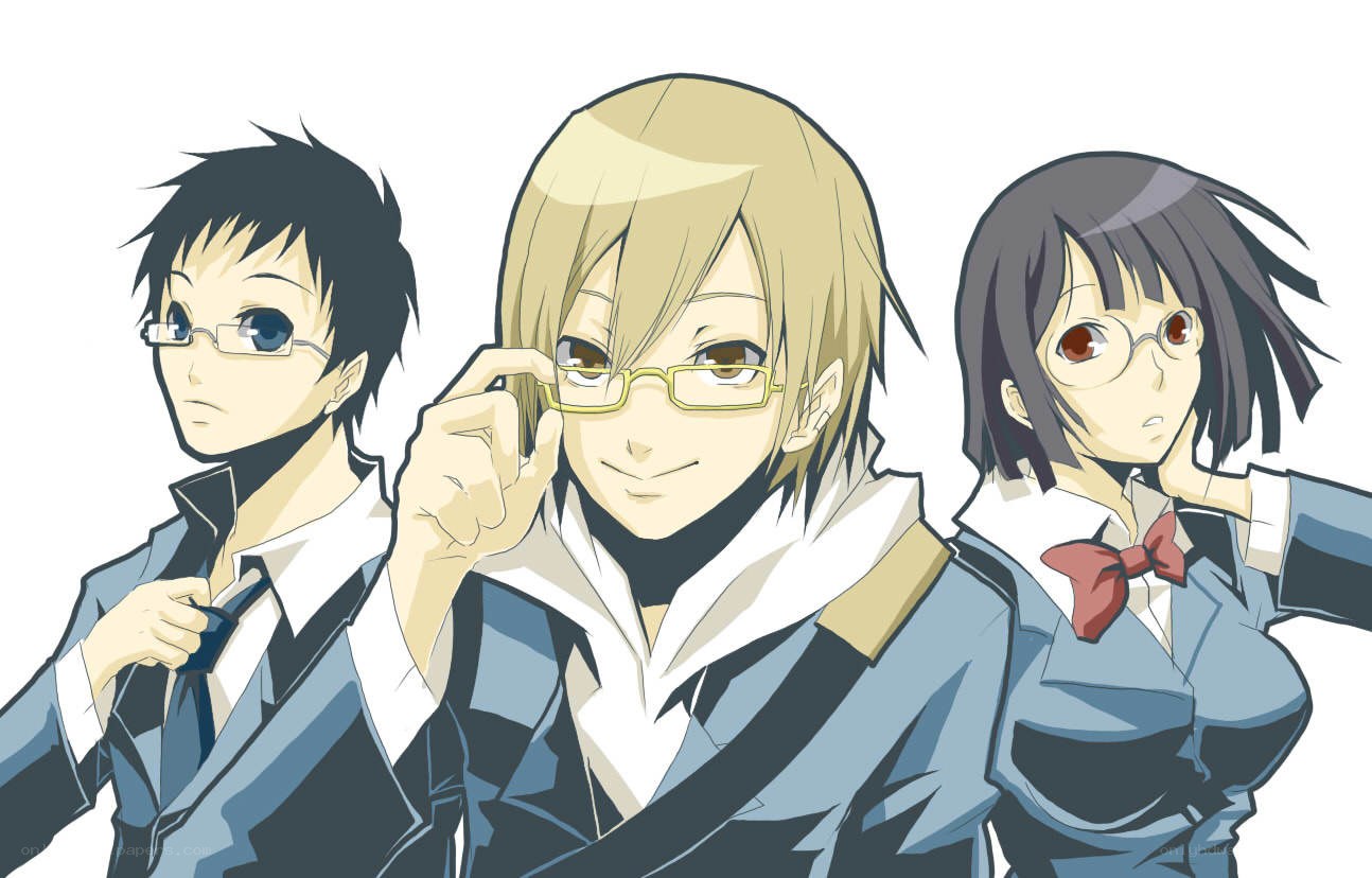 three anime students in uniform