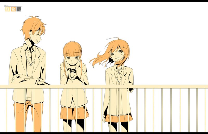 Three Anime Students — Orange, Calm