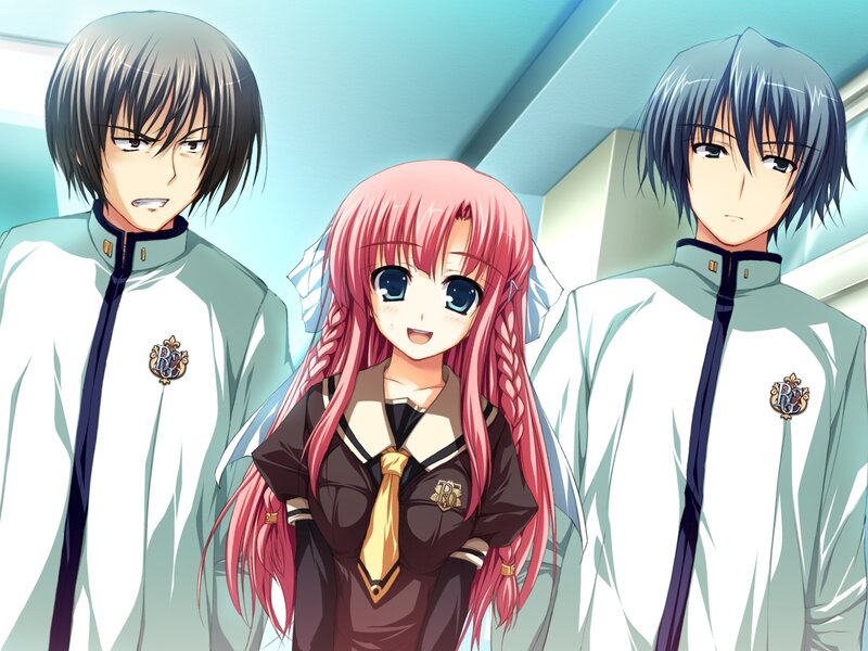 Three Anime Students — Pink