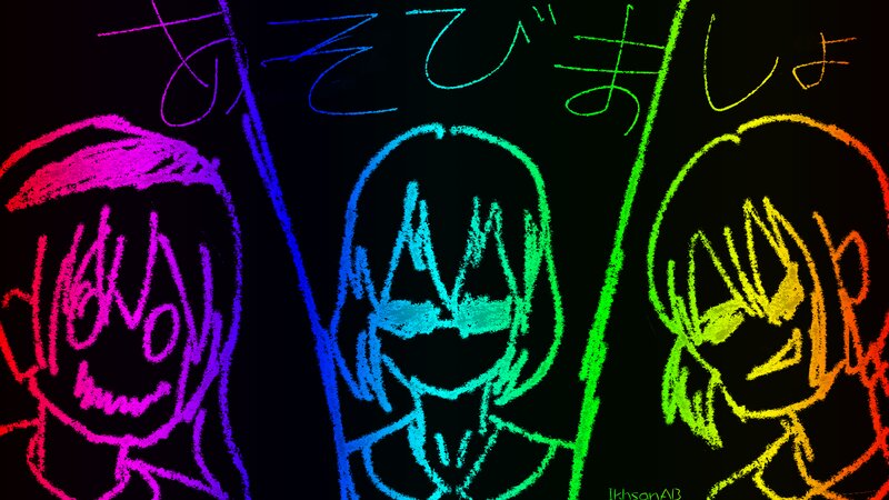 Three Anime-style Characters — Black