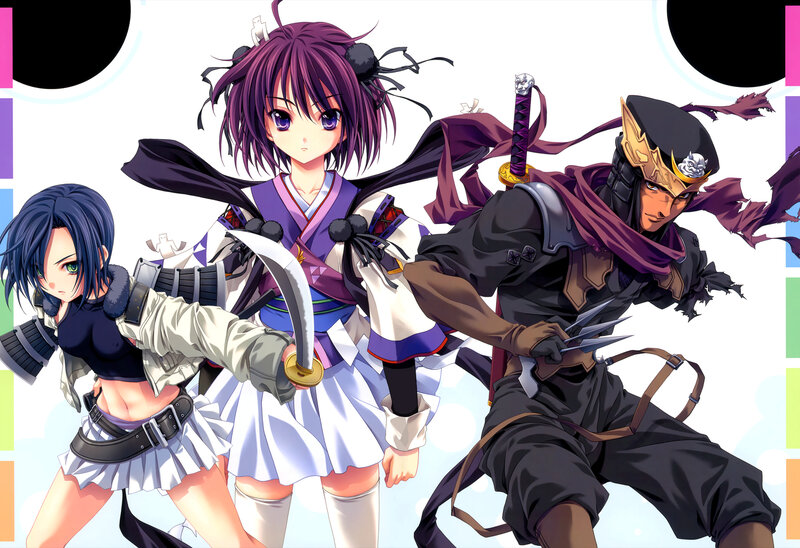 Three Anime Warriors — Purple