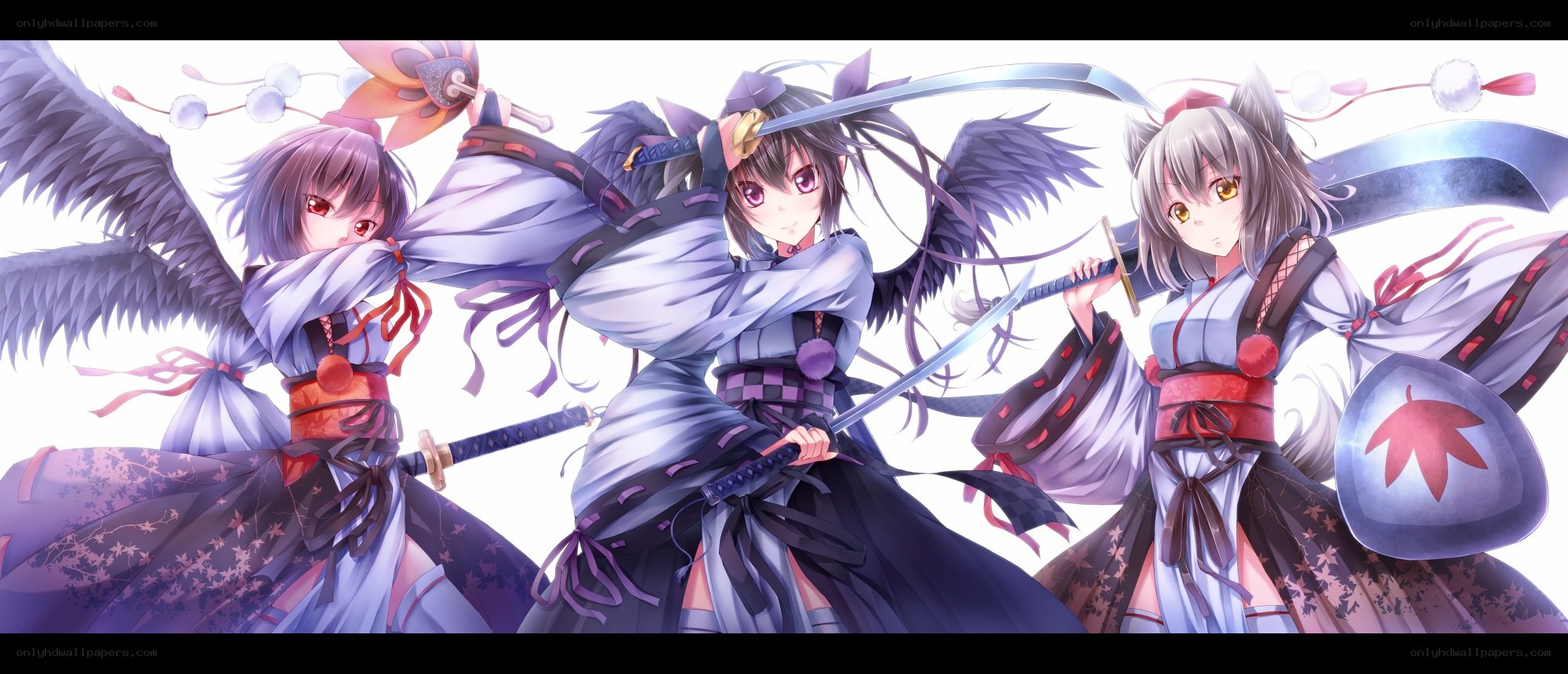 Three anime warriors with swords