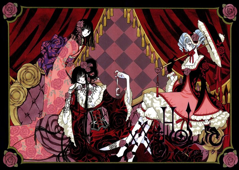 Three Anime Women in Dresses — Red