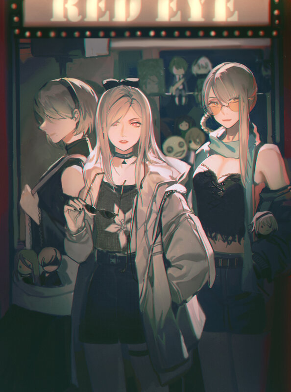 Three Anime Women in Streetwear