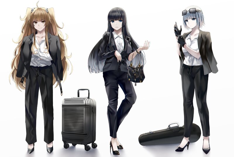 Three Anime Women in Suits