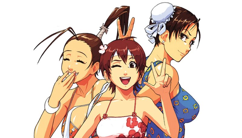 Three Anime Women in Swimsuits