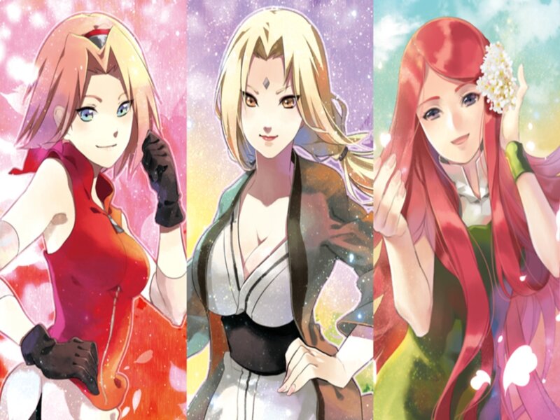 Three Anime Women — Red, Dreamy