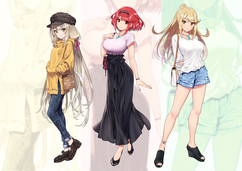 Three Anime Women — White