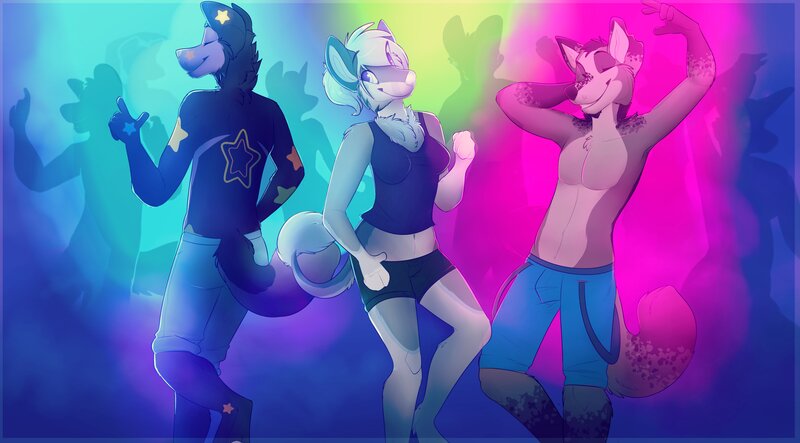 Three Anthropomorphic Characters — Blue
