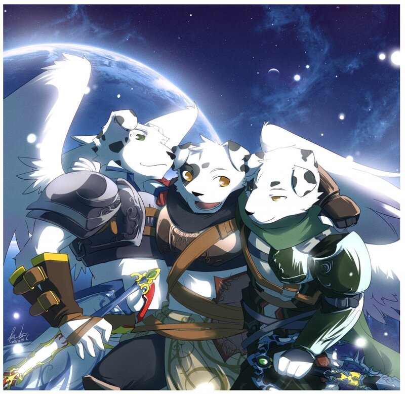Three Anthropomorphic Wolf Characters
