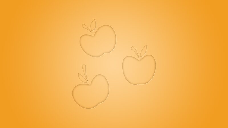 three apple icons on orange