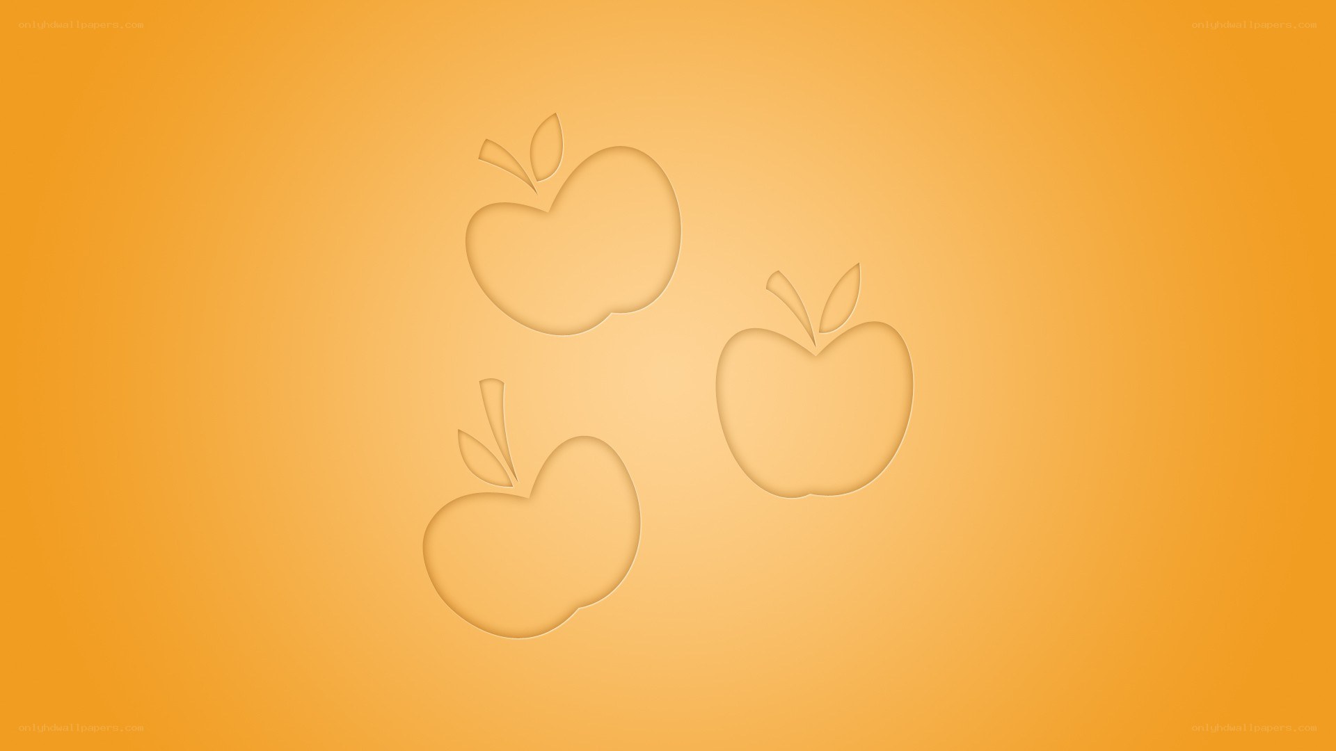 three apple icons on orange