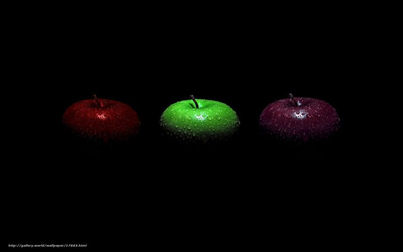 Three apples on black background