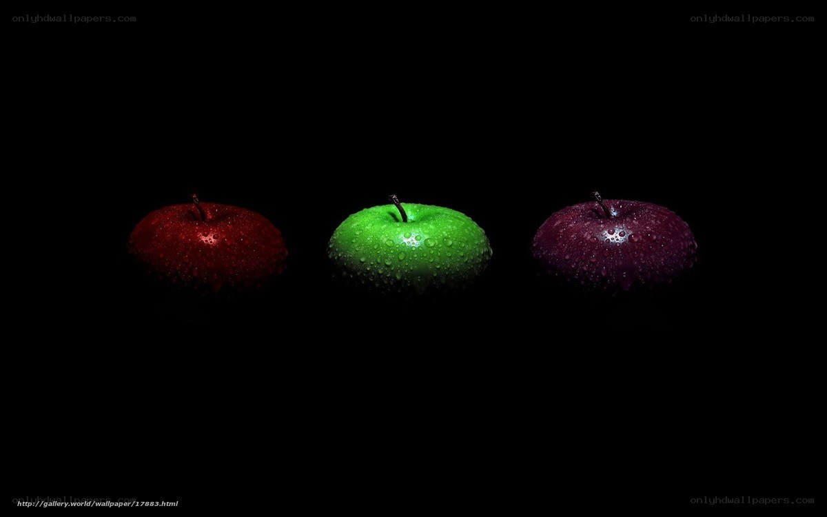 Three apples on black background