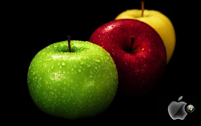 Three Apples on Black — Green, Dramatic, Photograph, Apple, Drops