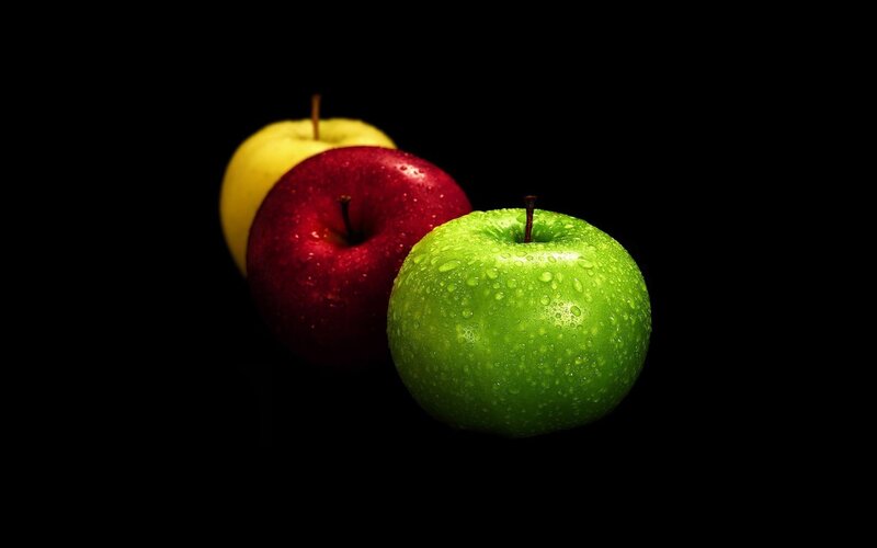 Three Apples on Black — Yellow