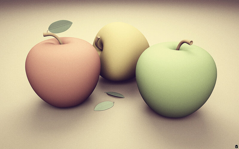 Three Apples on Surface