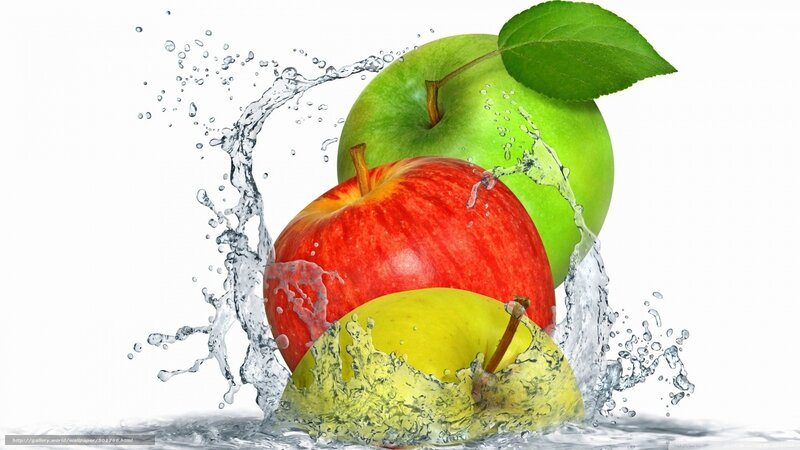 Three Apples Splashing Water — Red, Vibrant, Photograph