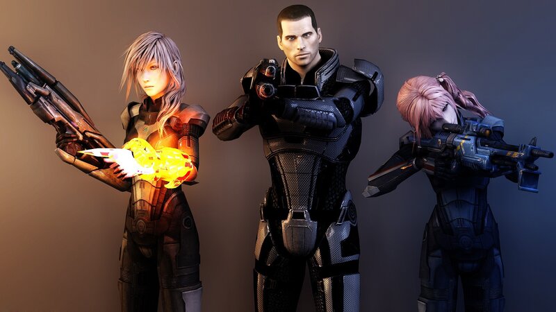 Three Armored Characters — Black, Serious