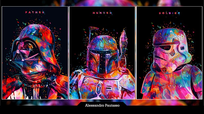Three Armored Characters — Purple, Vibrant