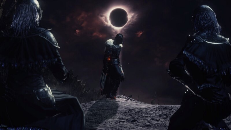 Three Armored Figures — Black, Dramatic, Night, 3d Render, Eclipse, Dark Sky