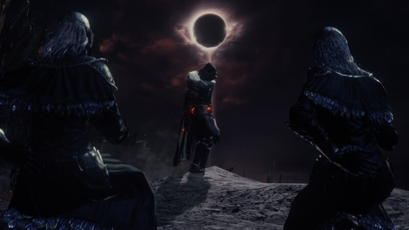 Three Armored Figures — Black, Dramatic, Night, 3d Render, Eclipse