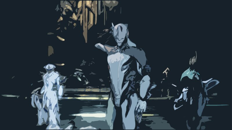 Three Armored Figures — Black, Dramatic, Night, Digital Art