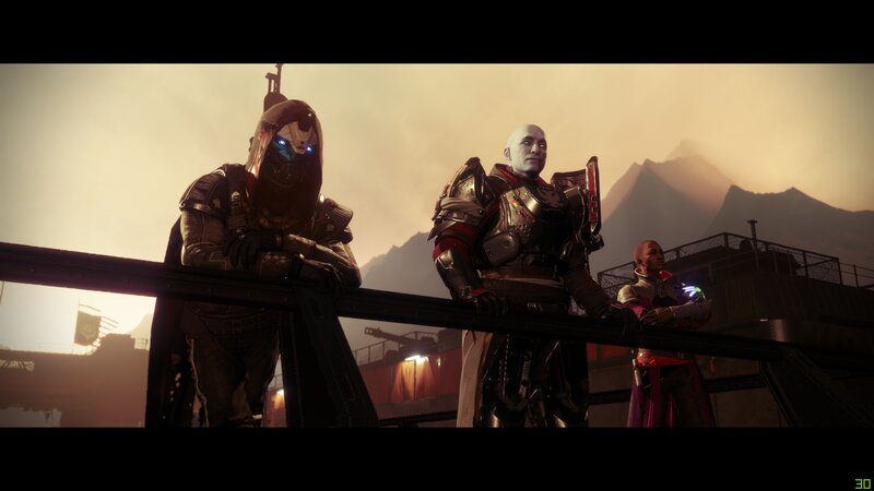 Three Armored Figures — Brown, Dramatic
