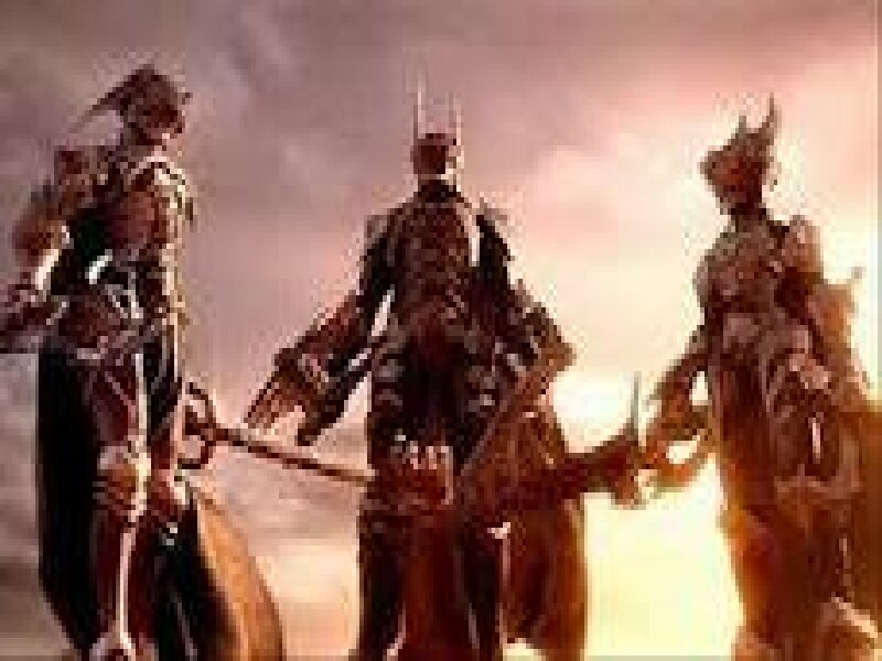 Three Armored Figures — Brown