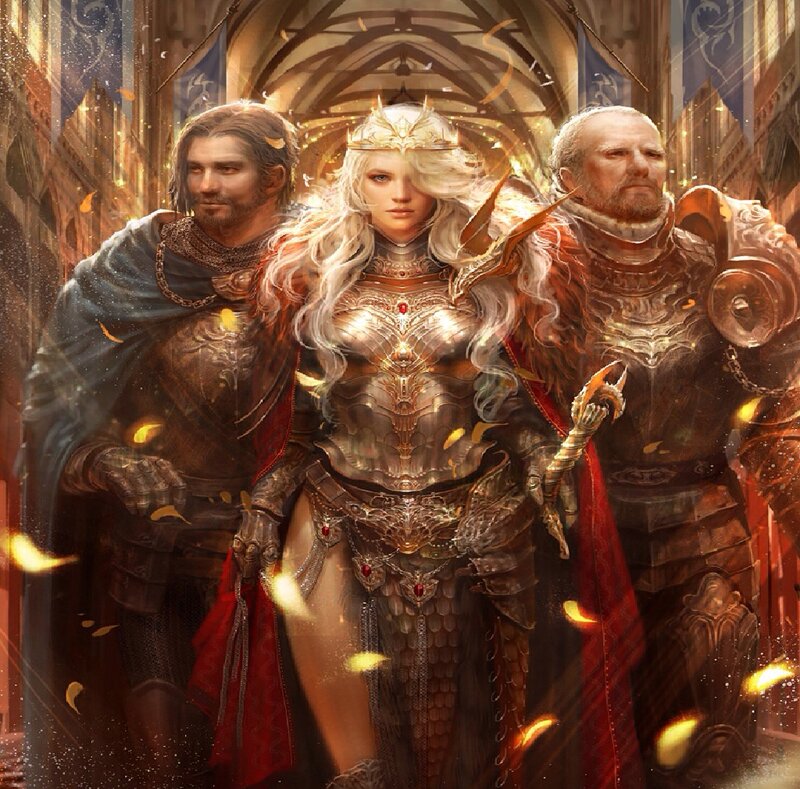 Three Armored Figures — Gold