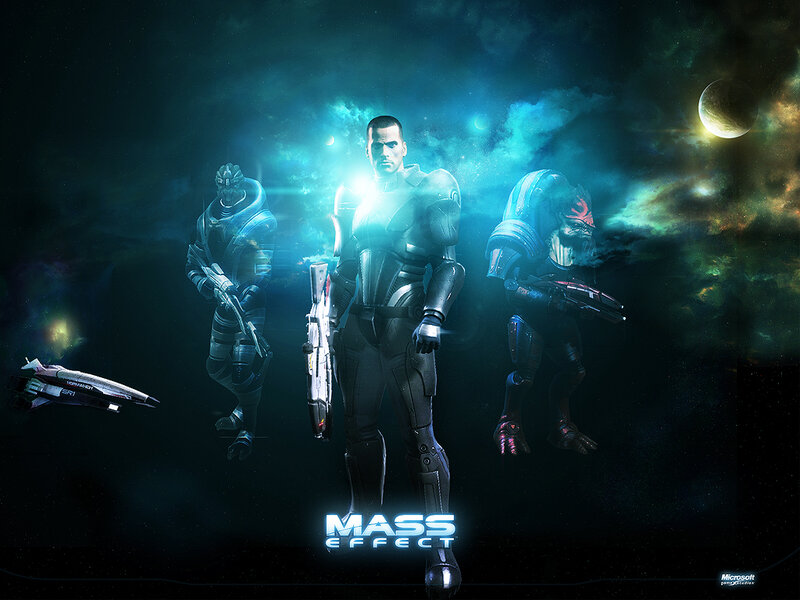 Three Armored Figures in Space