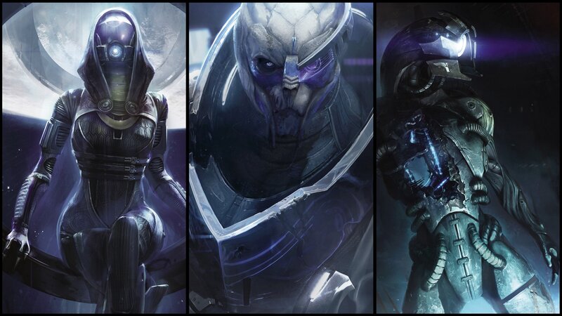 Three Armored Figures — Purple