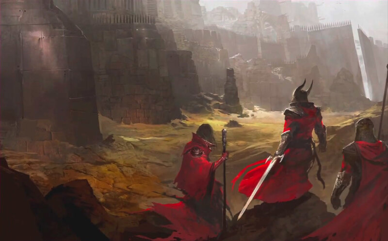 Three Armored Figures — Red