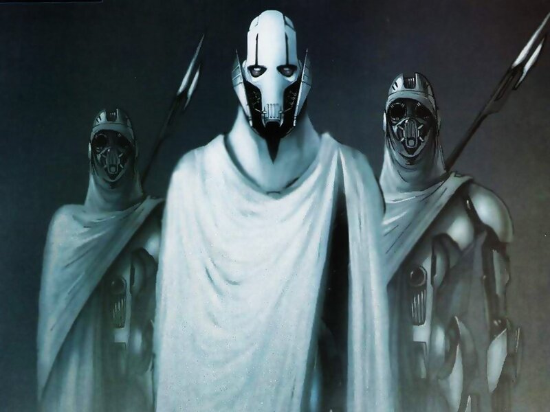 Three Armored Figures — White, Dramatic, Digital Art