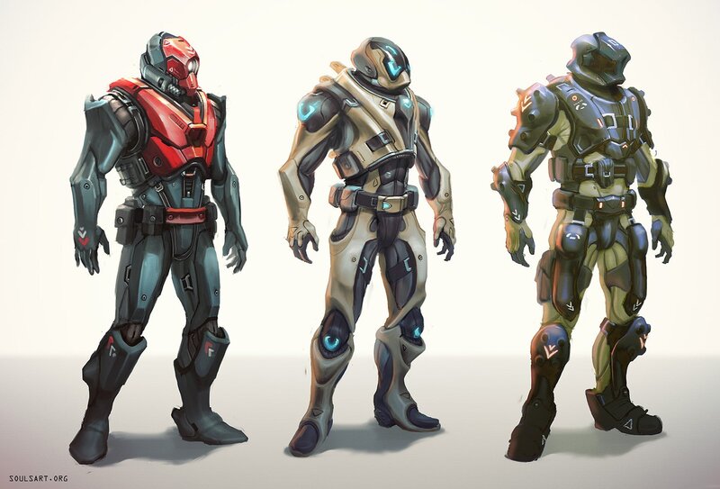 Three armored soldier concepts